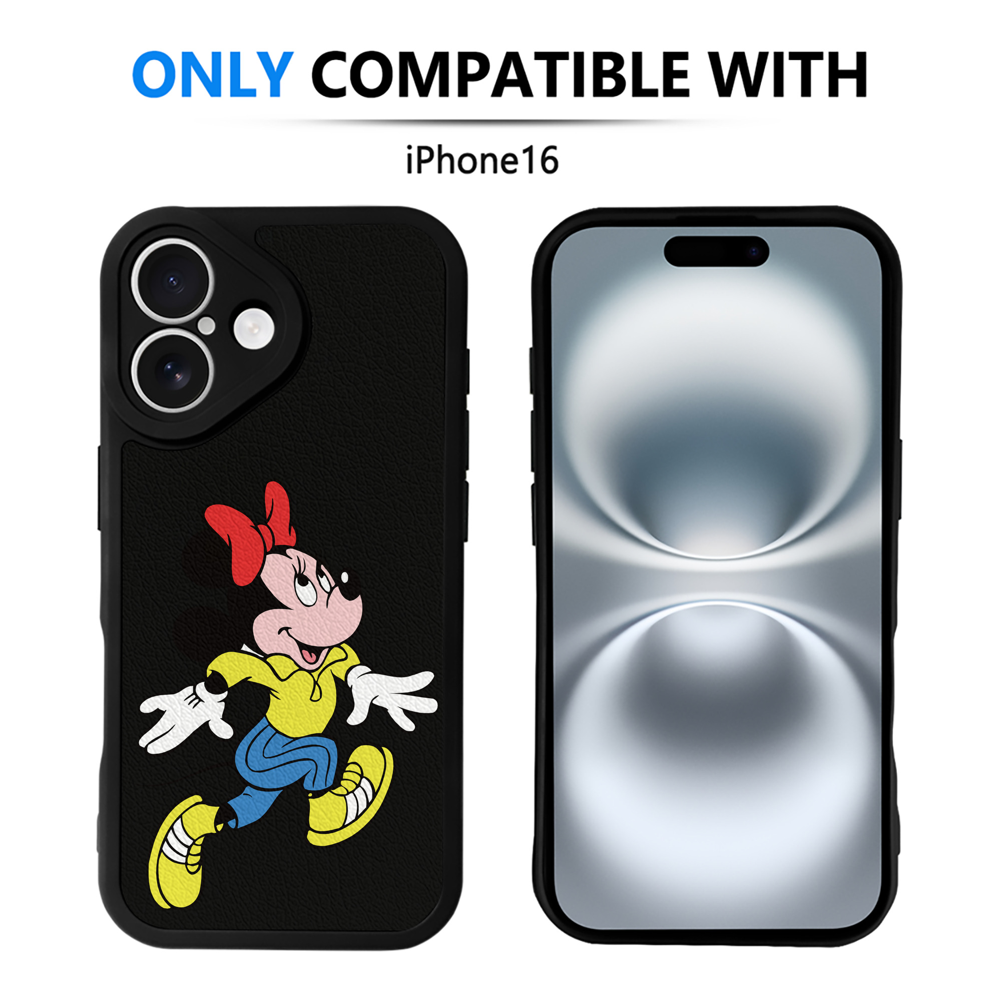 （画像用） ミッキーマウス Mickey Mouse 【iPhone 16シリーズ対応】シリコンスマホケース（レザー調） 材質：シリコン